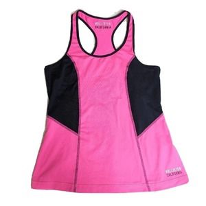 Hollister Shirt Womens Bright Hot Pink Black Trim Tank Top Athletic Gym Sz S